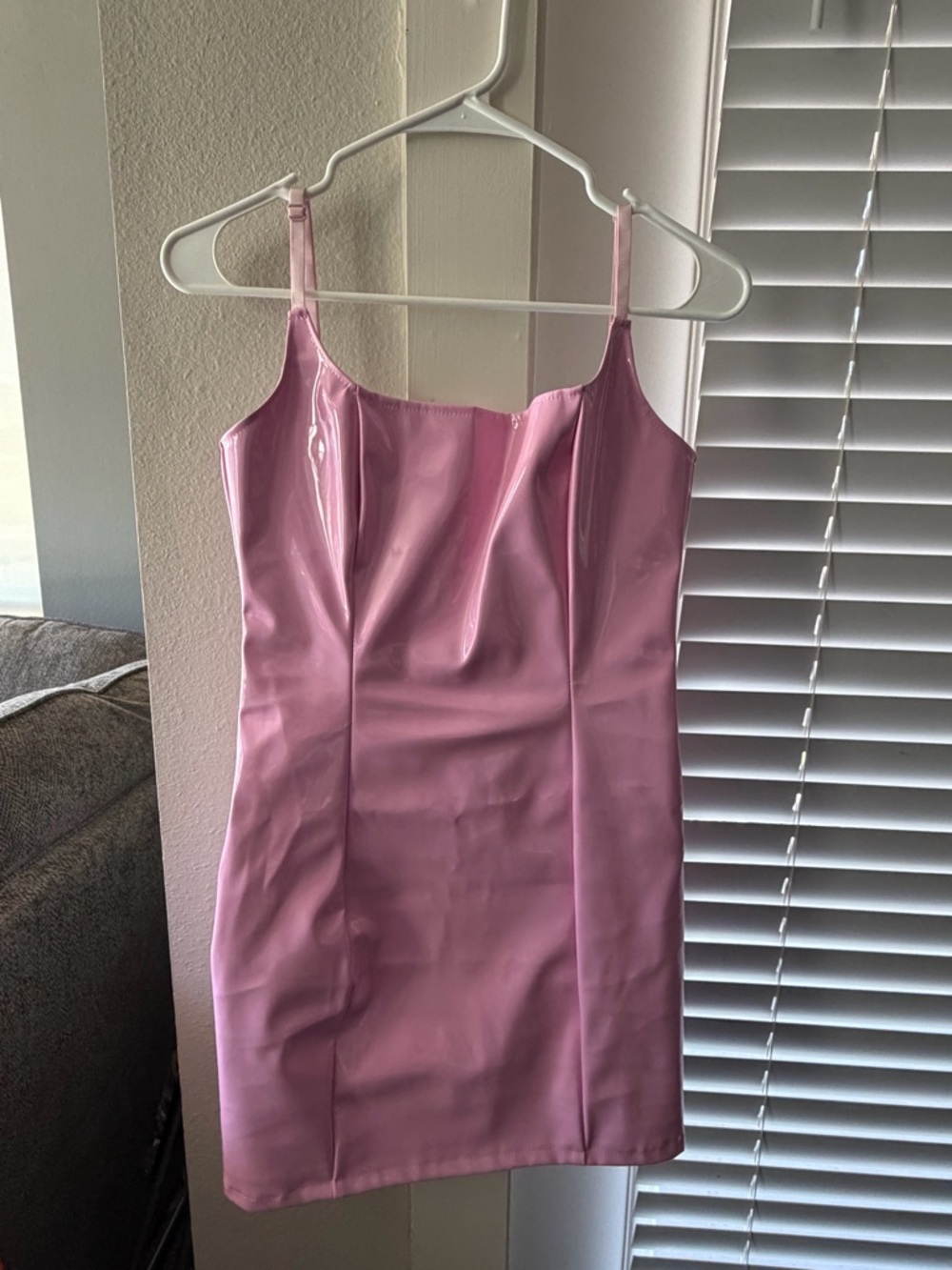Pink Leather Slip Dress